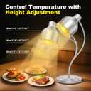 Food Heat Lamp, Single Head 250W Stainless Steel Commercial Food Warmer Lamp with 2 Bulbs, 360° Adjustable Portable Electric Warming Light for Restaurant Kitchen Buffet Counter Party Catering
