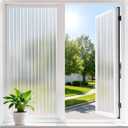 Haton Reeded Glass Window Privacy Film, Static Cling Non-Adhesive Frosted Film, UV Blocking Heat Control Removable Window Sticker for Bathroom Door Home Office, 35.4" x 78.7"