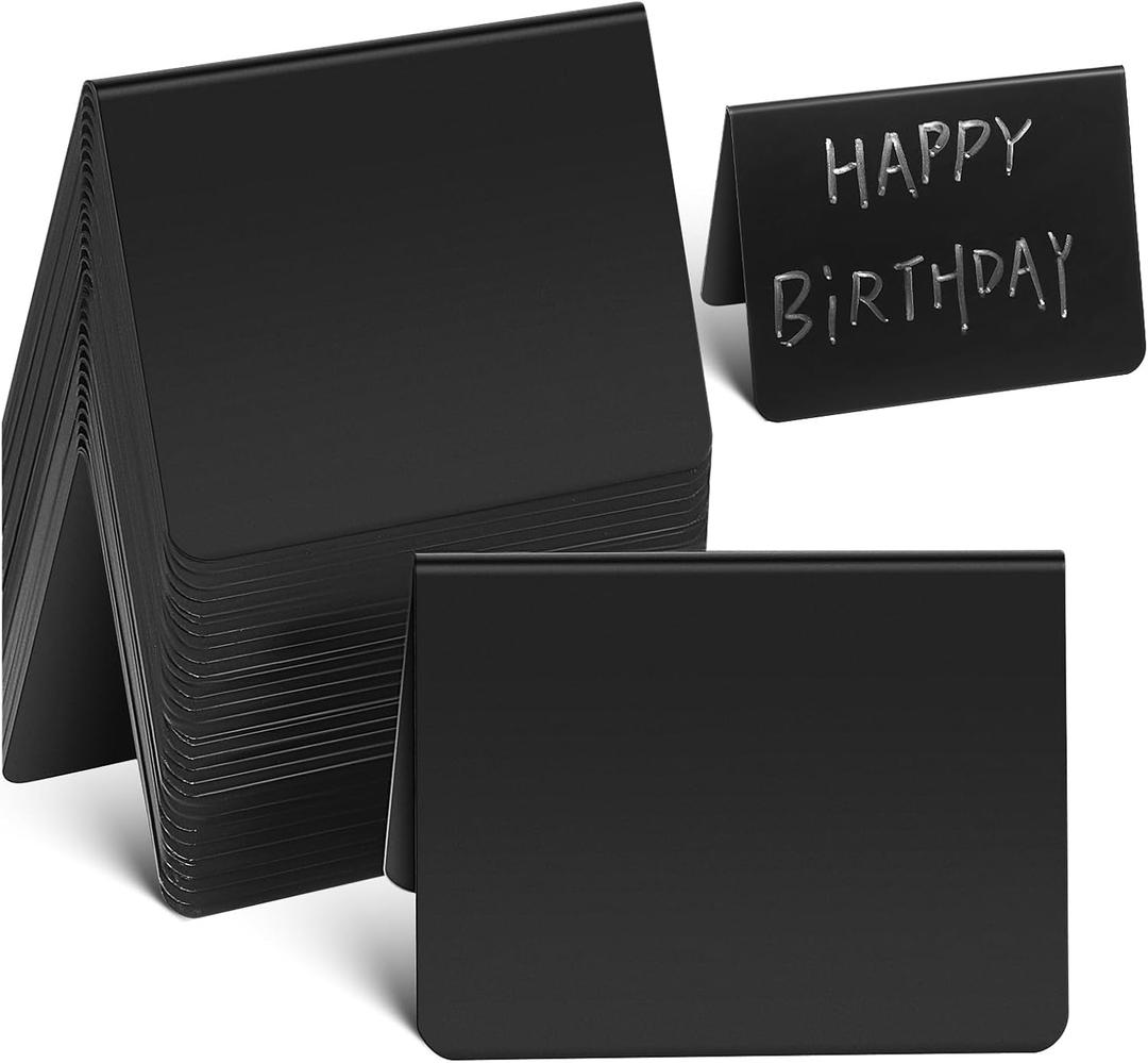 Operitacx 40 Pack Mini Chalkboard Food Signs 3.93X2.95 Inch Reusable Black Buffet Table Labels for Kitchen Restaurant Party Display