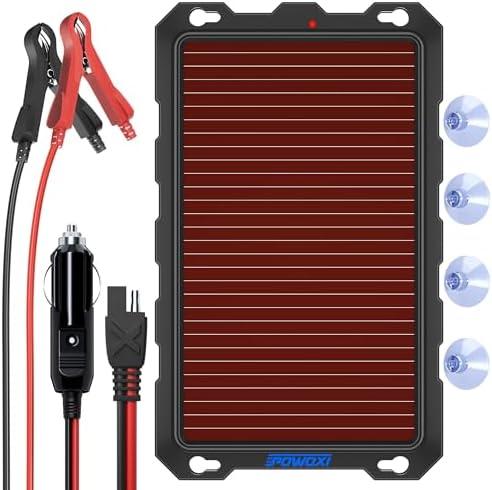 POWOXI 3.3W-Solar-Battery-Trickle-Charger-Maintainer -12V Portable Waterproof Solar Panel Trickle Charging Kit for Car, Automotive, Motorcycle, Boat, Marine, RV, Trailer, Powersports, Snowmobile, etc.