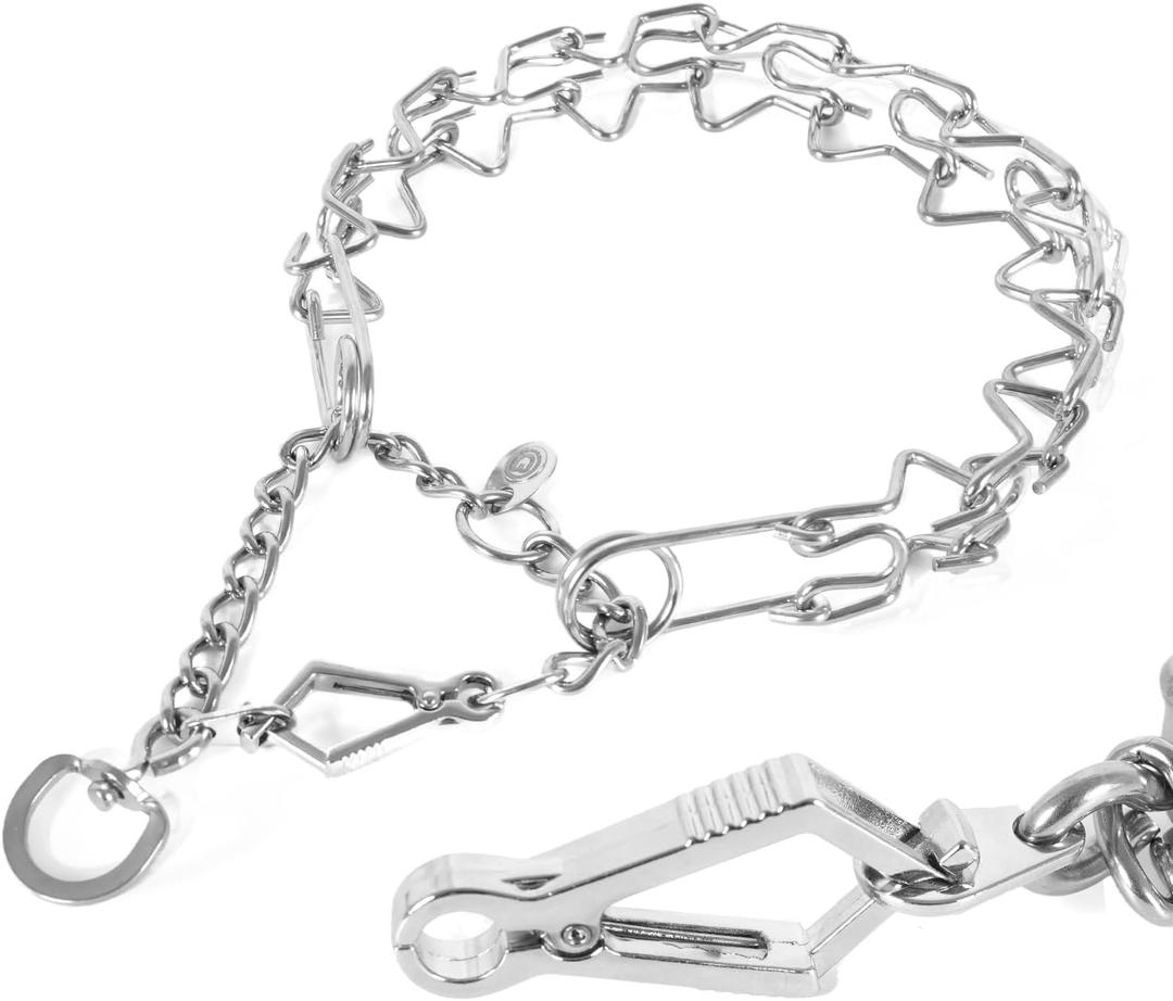 Stainless Steel Adjustable Dog Collar with Quick-Release Buckle - Heavy Duty Swivel Chain for Large Dogs, 26in x 4.0mm Secure Comfort Fit (Fits Neck up to 23in) XL