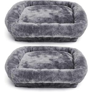 Abbylike 2 Pcs Cat Tree Tower Replacement Parts Grey Bed Cover with Elastic Band Removable Washable Padding for Platform Perch Shelves, Only Cover, Cat Tower Cushions Accessories(15.7 x 15.7 Inch)