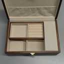 Wooden Jewelry Box For Women Jewelry Organizer Box With Lock 2 Layer Jewelry Holder Organizer For Necklace Ring Earring (Double Nut-BrownA)