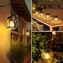 Solar Lanterns Outdoor Waterproof 2 Pack, 14.37" Metal Hanging Solar Lights for Outside with Auto On/Off & Hook - Brighter Hanging Outdoor Lanterns Decorative Lighting for Garden Patio Yard