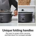 Hamilton Beach 6 Quart Slow Cooker with Space-Saving Folding Handles, 3 Heat Settings, Dishwasher Safe Stoneware Crock and Glass Lid, Black (33664)