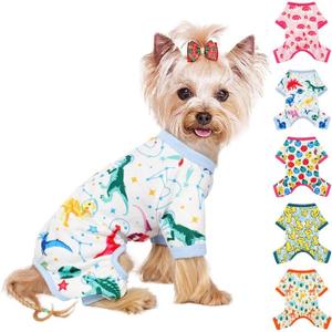 Dog Pajamas for Small Dogs, Soft Thin Pjs Jammies Cat Doggie, Summer Spring Pet Cute Puppy Clothes Outfits Doggy Boy Girl (Small) (UFO Dinosaur)