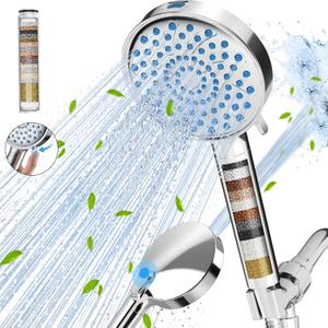 Cobbe Filtered Shower Head with Handheld, High Pressure 7-mode Showerhead with Filters for Hard Water - Remove Chlorine - Reduces Dry Itchy Skin, Patented Paddle Shift Design, Chrome (3. Chrome Plated)