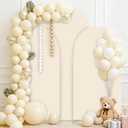 Bazen Wedding Arch Backdrop Cover (7.2FT+6.6FT+6FT) Set of 3 Spandex Arch Covers Round Top Chiara Stretchy Arches Backdrop Stand Cover for Birthday Party Ceremony Banquet Ornaments Beige