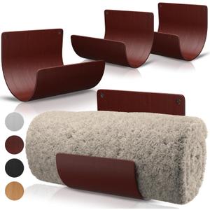 Bamboo Towel Rack by Aura Nest Set of 4 Wood Towel Racks Bamboo Bathroom Accessories -Wall Towel Holder for Rolled Towels Wooden Towel Racks for Bathroom Spa Bathroom - Dark Brown
