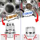 12mmx1.5 Zinc Aftermarket Wheel Lug Nuts, 20 Pcs M12x1.5 Open End Cone Seat Bulge Acorn One-Piece lugnuts 0.83(21mm) Long 3/4(19mm) Hex, Sliver