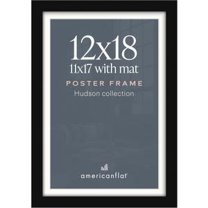Americanflat 12x18 Poster Frame - Matted to 11x17 - Black