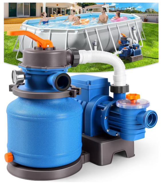 Anqtovp 2500 GPH Sand Filter Pump for Above Ground Pools 24 Hour Timer 6 Way Valve Efficient Circulation Filtration Up to 12000 Gallons 1 Piece