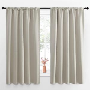 NICETOWN Blackout Curtains for Living Curtains, Room Darkening Window Curtain Panels, Easy-Care Solid Thermal Insulated Draperies/ Drapes for Daughter Room (Natural, 2 Panels, 52 by 63)