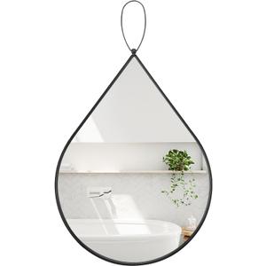 Small Decorative Mirror Black Teardrop Mirror with Metal Framed Oval Irregular Wall Mirrors Modern Accent Mirror for Wall Decor Living Room Bathroom Entryway Hallway Hanging Mirror 16x20 Inches