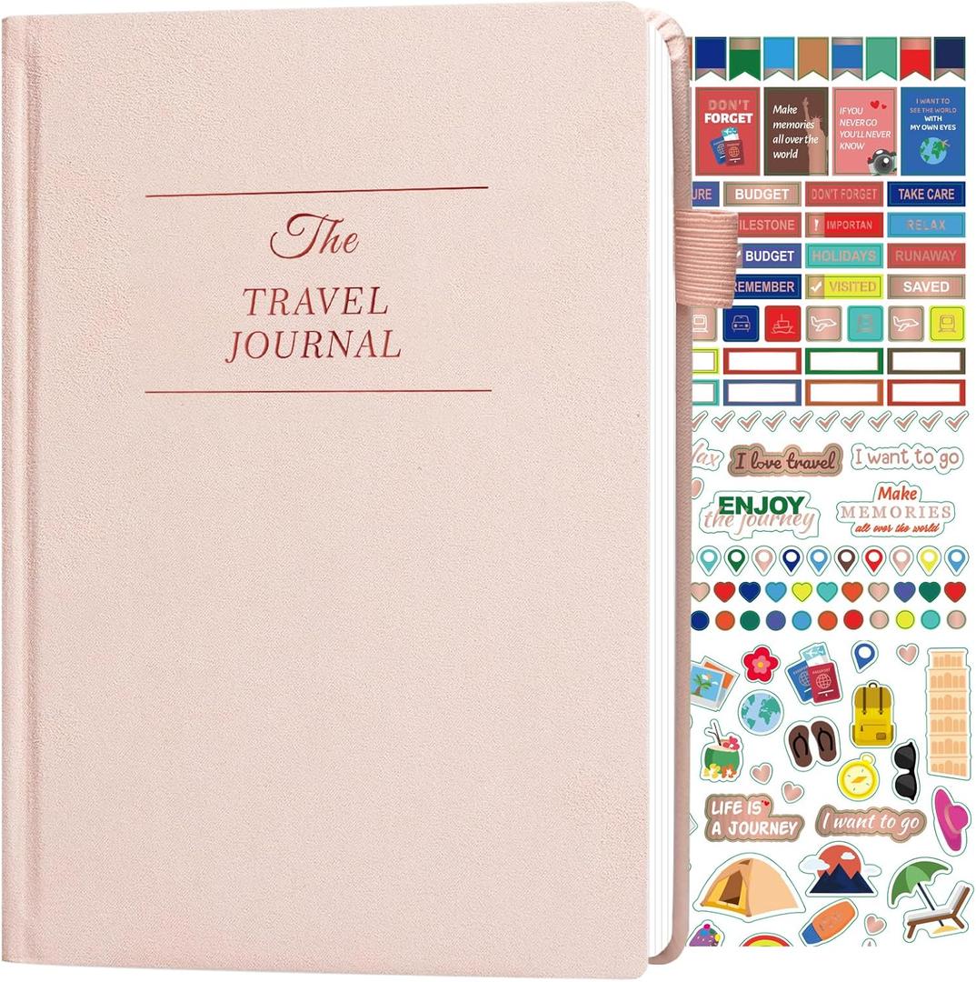 Lankaiva Travel Journal for Women & Men - Budget Travel Planner Notebook for 6 Trips Organizer- Travel Scrapbook to Record Memories and Adventures - Gifts for People Who Travel, Pink