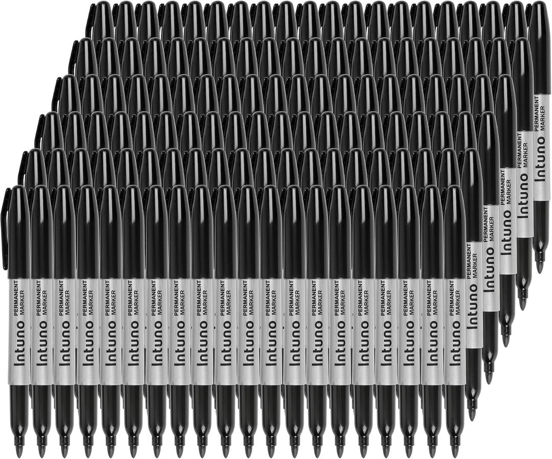 Permanent Markers, 120 Count Black, Fine tip, Oil-Based Permanent Markers, Waterproof and Fade-Resistant, for Paper, Wood, Metal, Glass and More