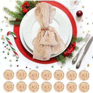 120 Pack Beige Cheesecloth Napkins, 20x20 Inch Gauze Cheese Cloth Napkins Boho Dinner Table Napkins Rustic Wrinkled Cheese Cloth Napkin Bulk for Wedding Christmas Baby Shower