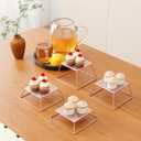 Dessert Table Risers Display Stands Food display Rose gold Metal Square Retail Pizza,Cupcake,Candy Stands Food Platter Tray,6x6 INCH,Set of 4