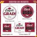 Graduation Decorations 2026, 200 Pcs Class of 2026 Graduation Party Supplies Kit with Paper Plates, Luncheon and Cocktail Napkins, Congrats Grad Decorations for 50 Guests (Maroon)
