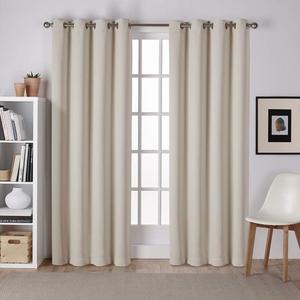 EXCLUSIVE HOME Sateen Twill Woven Room Darkening Blackout Grommet Top Curtain Panel Pair, 52"x84", Linen