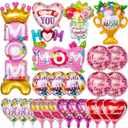 48 Pcs Mothers Day Foil Balloons, Happy Mother's Day Mylar Balloon, Mama Heart Balloons for Best Mom Ever Mom Party Birthday Decorations Supplies