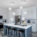3-Lights Pendants Lightfor Kitchen lsland Chandeliers Dining Room,Square Entryway Light Fixture Hanging Adjustable Height Silver Crystal Chandeliers for Bedroom Hallway Foyer