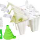 Pack of 2, Popsicle Molds 6 Pieces Silicone Ice Pop Molds Popsicle Models Reusable Easy Release Ice Pop Maker (White)