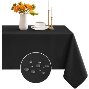 Romanstile Rectangle Tablecloth - Waterproof and Wrinkle Resistant Washable Polyester Table Cloth for Kitchen Dining/Party/Wedding Indoor and Outdoor Use (60 x 84 inch,Black)