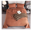 SHALALA - 100% Cotton Brick Red King Size Quilt Set, 200 GSM Cotton Fill Comforter, Pre-Washed 3 Piece Ultra Soft Lightweight Bedspread with Pillow Shams,Stitching Geometric Pattern Modern Style