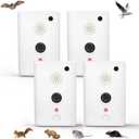 Ultrasonic Bat Repellent Deterrent Devices for Attic Home, 4 Pack Electronic Plug in Bat Repeller Bats Keep Away Removal Reject Repelling System for Porch House Outdoor Indoor,Human and Pet Safe