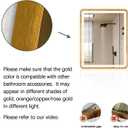 Rectangle LED Bathroom Mirror, 32"x20" Anti-Fog Double Touch Lighted Wall Vanity Mirror 45 Beveled Metal Frame Stepless Adjustable Color Temperature Smart Mirror 3000K-6000K, Gold