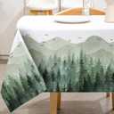 AnyDesign Greenery Forest Tablecloth Rectangle Watercolor Woodland Tree Table Cover 60 x 104 Inch Washable Table Cloth for Holiday Picnic Dinner Table Setting Decoration Supplies