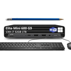 HP Elite 600 G9 Mini PC (Intel 16-Core i7-13700T, 32GB DDR5 RAM, 1TB PCle SSD) MFF Business Desktop Computer, Type-C, IST Keyboard, Mouse, DisplayPort, WiFi 6E, Ethernet, ‎BT, Win 11 Pro, Black