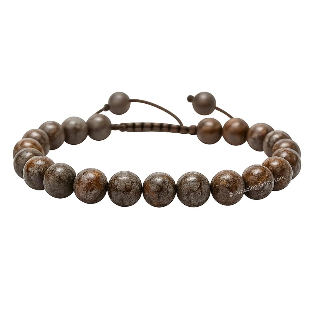 Amazing Gemstone Brown Snowflake Obsidian Bracelet for Women Men's Gifts - Protection Healing Crystal Bracelet - 8mm Gemstone Beaded Adjustable Bracelet Pulseras Para Hombres Mujer Stocking Stuffers