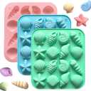 3Pcs Seashell Chocolate Silicone Molds, Ocean Themed Cake Baking Molds for Chocolate Candy Fondant Cupcake Cookie Dessert DIY Cake Decoration Suppies