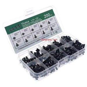 10 Value= 200pcs 6 * 6 Tact Switch Tactile Push Button Kit, Height: 4.3MM~13MM Dip 4P Micro 6x6 Key New 2025 High for Reliable Electronic Component, Precision, Stable Performance