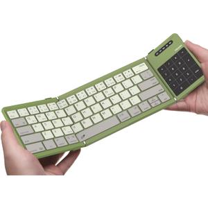 Nillkin Bluetooth 5.0 Foldable Keyboard with Trackpad & Numpad, Full-Size Travel Portable Keyboard for iPad Tablet Laptop PC Smartphone Windows iOS Android, Triple Device Pairing, Green