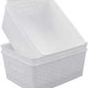 4-Pack Plastic Weave Basket, Storage Basket, White