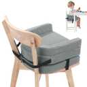 ROYALAY Toddler Booster Seat for Dining Table, Adjustable Height Booster Seat Pad for Kids Chair, 5.3inch Portable Booster Cushion with Straps, Travel Booster Seats for Baby Child Boys Girls(Grey)