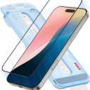 FLOLAB NanoArmour ONETIME MAX for iPhone 16 Plus Screen Protector: Clear Anti-Blue Light Screen Protector,Infinity Edge, Military-Grade Tempered Glass, Durable, Easy Install, Dust-Free