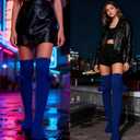 YELAIVP Women's Thigh High Socks - Extra Long Cable Knit Over the Knee Socks and Leg Warmers (923-dark Blue)