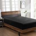 FreshCulture Full Fitted Sheet - Hotel Quality Fitted Sheet - Ultra Soft & Breathable - Brushed Microfiber - Deep Pocket - Cooling Fitted Sheets for Full Size Bed (Black)