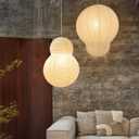 Paper Lanterns 27 inch Large Paper Lamp Shades Hanging Gourd Large White Modern Pendant Light for Bedroom Living Room Boho Home Decor Wedding Gift Restaurant Display