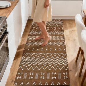Kitchen Runner Rug, Kitchen Mats for Floor, Braided Rugs Non Slip Washable,20"x48" Boho Style, Brown and White Faux Jute Rug with Anti-Skid TPR Backing for Entryway, Bathroom, Kitchen, Bedroom