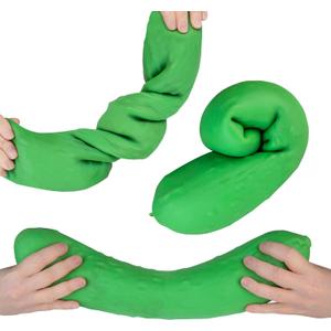 ORB Easy Sqweezy Giant Stretchy Pickle - Stretches Up to 6 Feet Long - Huge Jumbo Sized Squishy Veggie Toy, Perfect to Squeeze for Stress Relief - Fun Novelty Sensory Fidget Toy for Kids and Adults