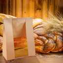 100 Pcs Bread Bags for Homemade Bread Sourdough Bags Paper Kraft with Window 14" x 8.3" x 3.5" with Tin Strip and 500 Pcs Seal Stickers for Cookies Coffee Beans and Bakery