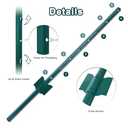 10Pack 3 Feet Fence Posts - Heavy Duty Metal Fence Post with U-Channel | Steel Fence U-Post for Holding Garden Wire Fence, Corner Anchor Posts Green
