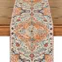 Artoid Mode Boho Bohemia Style Orange Table Runner, Country Rustic Farmhouse Magical Fall Kitchen Dining Table Decoration for Home Party Decor 13x90 Inch