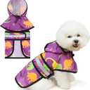 KOOLTAIL Dog Raincoat Hooded Slicker Poncho with Leash Hole, Raincoat for Small Medium Dogs, Waterproof Doggie Rain Jacket with Reflective Strip, Adjustable Breathable Puppy Rainwear-Dinosaur Cartoon (Medium (Pack of 1))