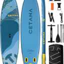 CETANA Extra Wide Inflatable Paddle Board 11'6 x 35" x 6", 450LB High Weight Capacity Wide Stable Stand Up Paddle Board for Beginners, 2–3 Person Large Paddleboard with 3 Fins, Dual Bungee, 15 D Rings
